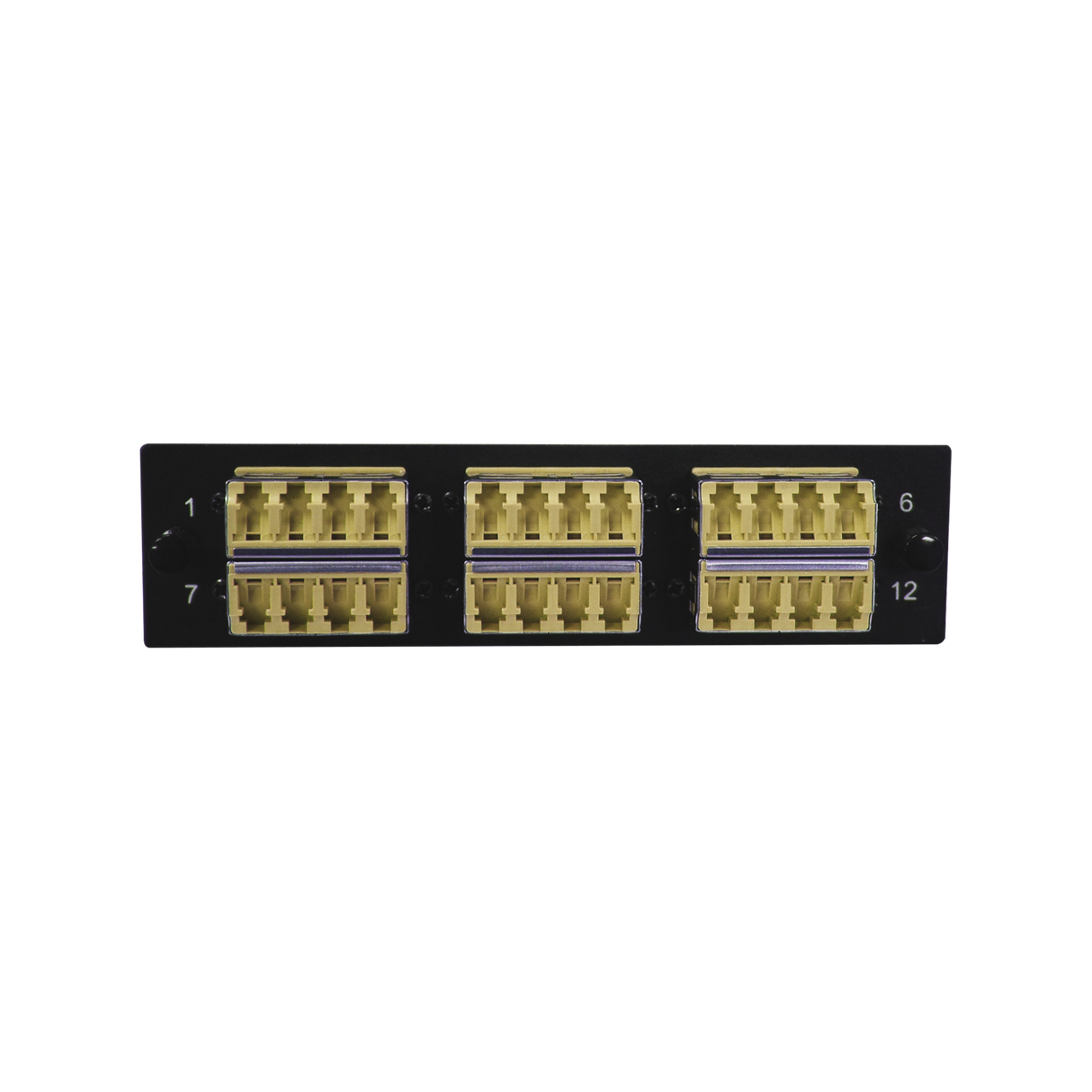 Leviton Compatible Fiber Adapter Panel; 6 LC Quad Adapters/Ports with Shutters