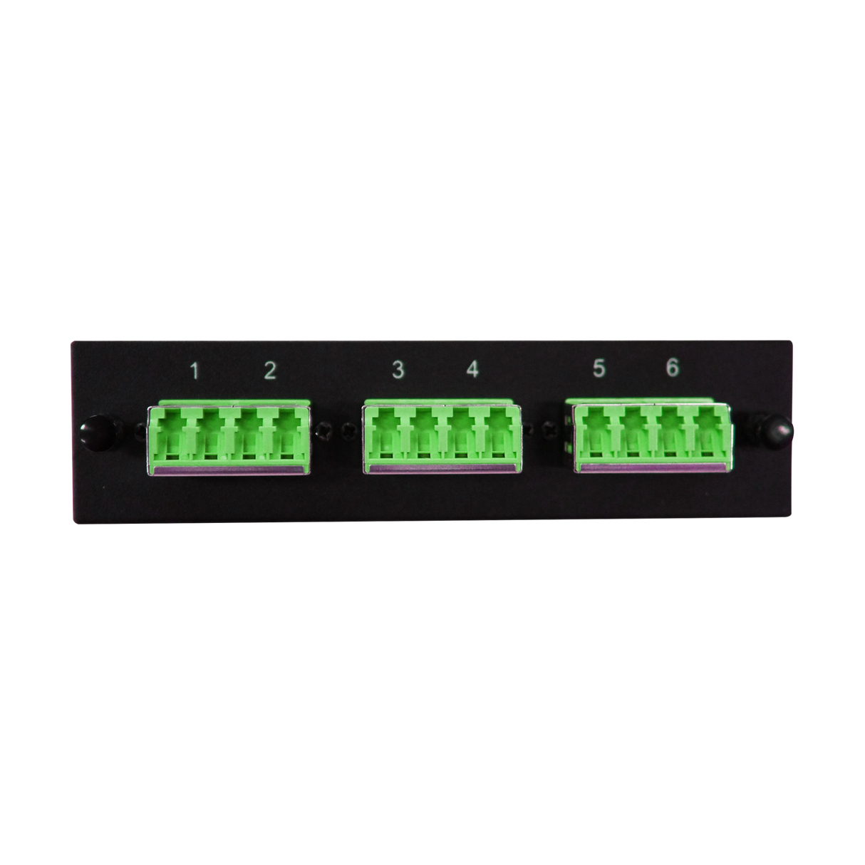 Leviton Compatible Fiber Adapter Panel; 3 LC Quad Adapters/Ports with Shutters