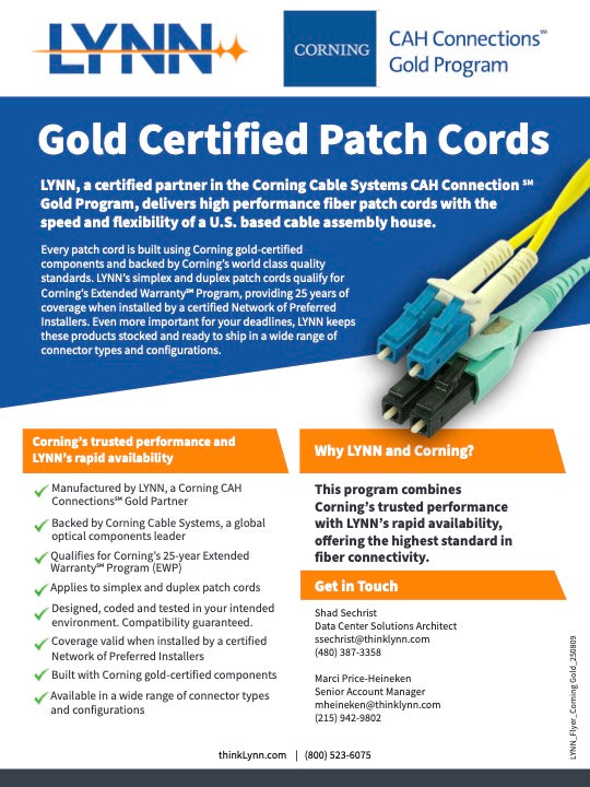 Corning Gold Patch Cords