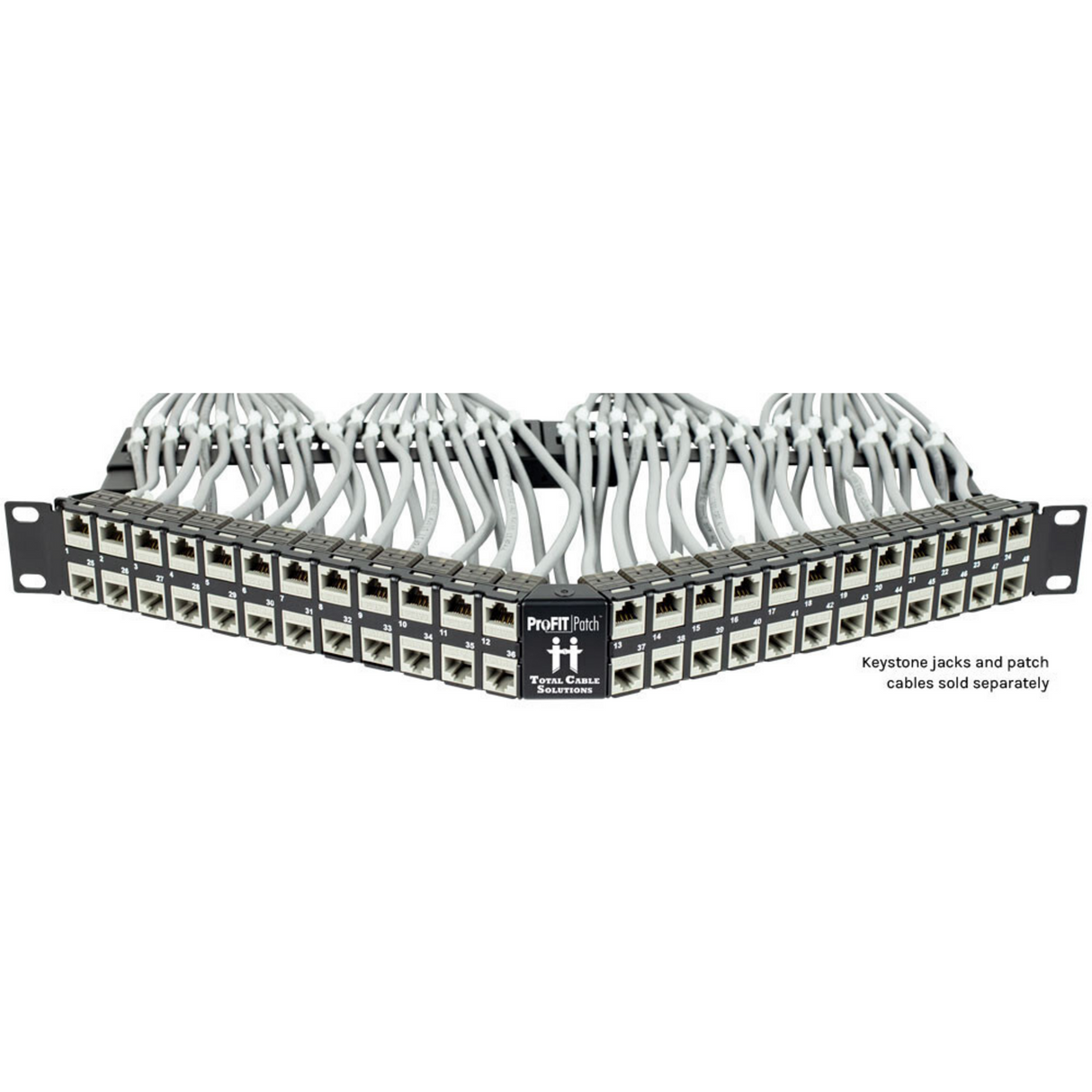 ProFIT Patch 1U 48 Port Angled Keystone Jack Panel (Unloaded)