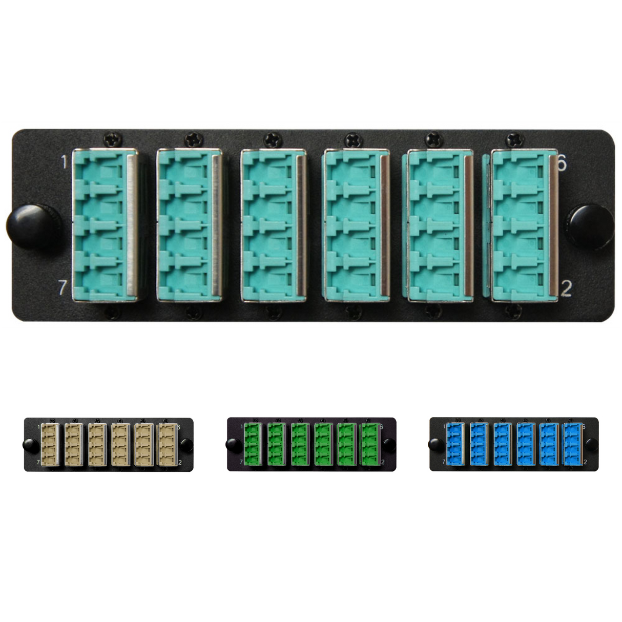 HDA Compatible Fiber Adapter Panel; 6 LC Quad Adapters/Ports with Shutters
