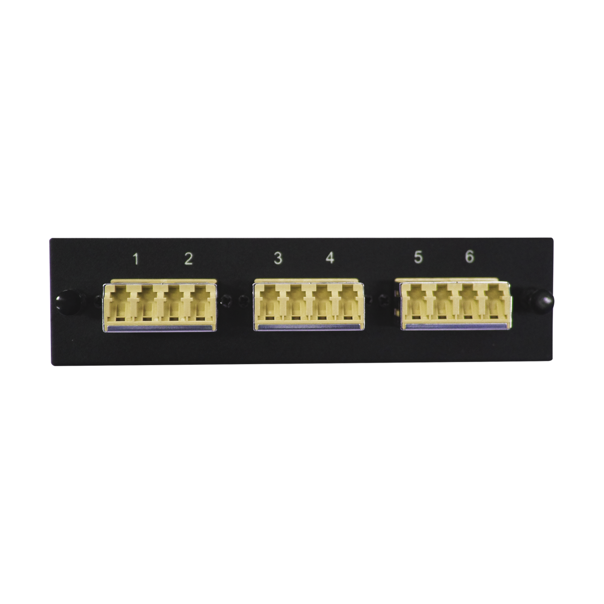 Leviton Compatible Fiber Adapter Panel; 3 LC Quad Adapters/Ports with Shutters
