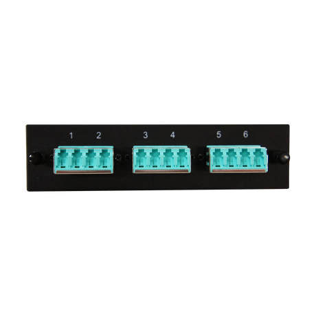 Leviton Compatible Fiber Adapter Panel; 3 LC Quad Adapters/Ports with Shutters