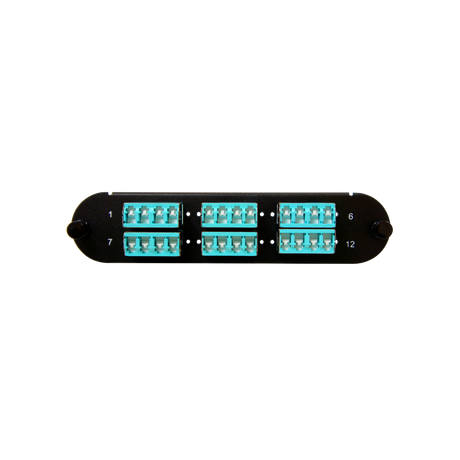 Corning CCH Compatible Fiber Adapter Panel; 6 LC Quad Adapters/Ports with Shutters