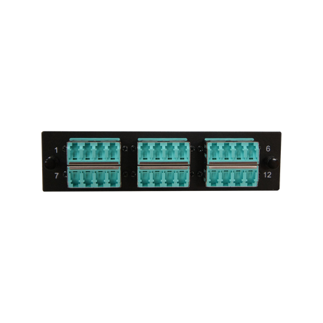 Leviton Compatible Fiber Adapter Panel; 6 LC Quad Adapters/Ports with Shutters