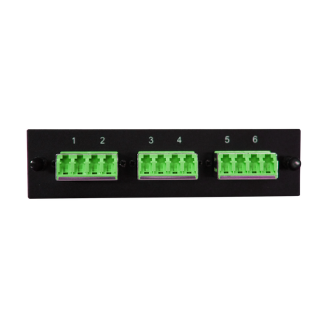 Leviton Compatible Fiber Adapter Panel; 3 LC Quad Adapters/Ports with Shutters