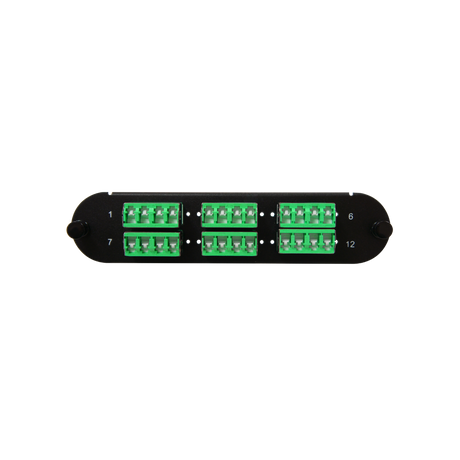 Corning CCH Compatible Fiber Adapter Panel; 6 LC Quad Adapters/Ports with Shutters
