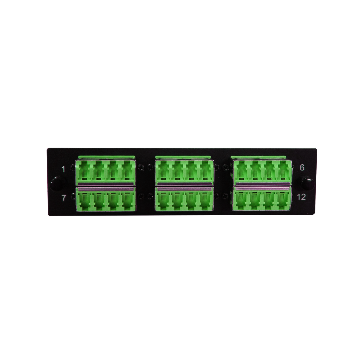 Leviton Compatible Fiber Adapter Panel; 6 LC Quad Adapters/Ports with Shutters