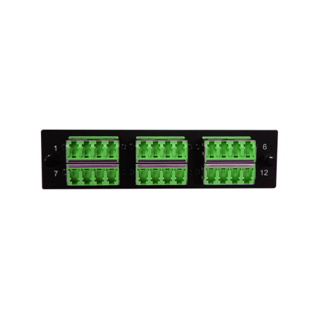 Leviton Compatible Fiber Adapter Panel; 6 LC Quad Adapters/Ports with Shutters