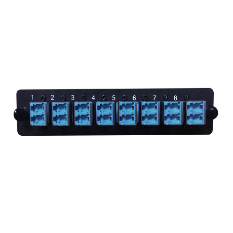 LGX Fiber Adapter Panel; 8 LC Duplex Adapters/Ports with Shutters