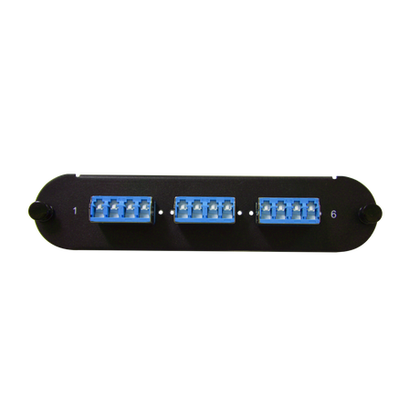Corning CCH Compatible Fiber Adapter Panel; 3 LC Quad Adapters/Ports with Shutters