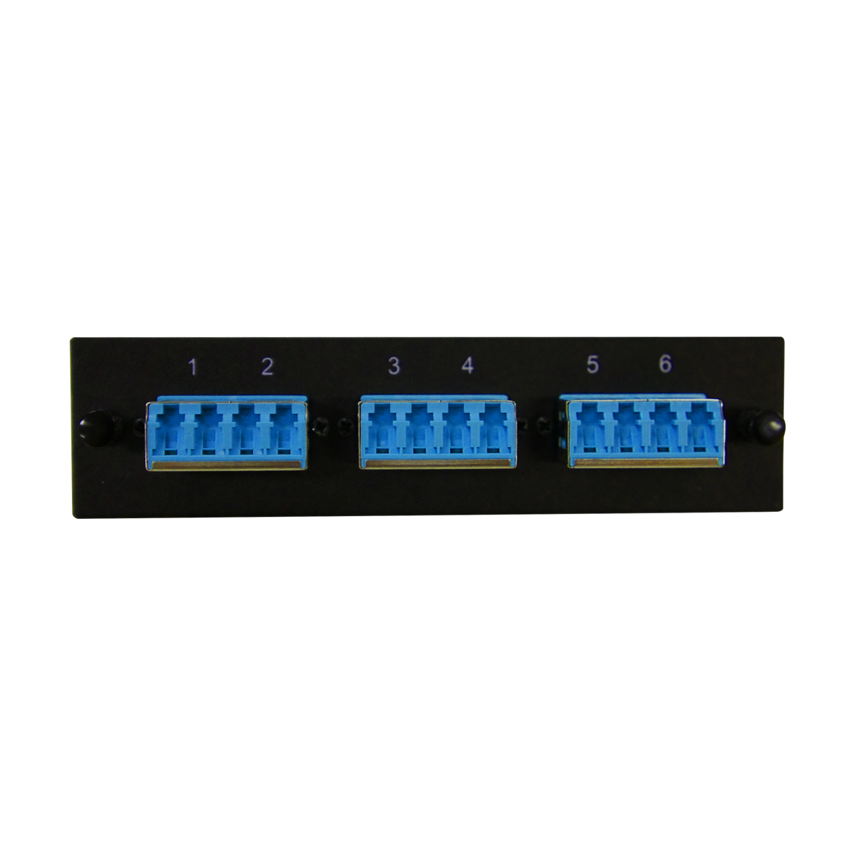 Leviton Compatible Fiber Adapter Panel; 3 LC Quad Adapters/Ports with Shutters