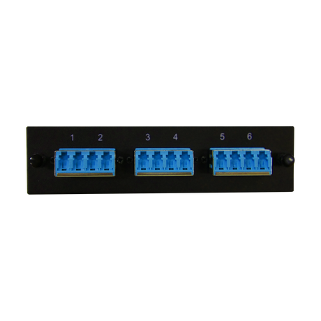 Leviton Compatible Fiber Adapter Panel; 3 LC Quad Adapters/Ports with Shutters