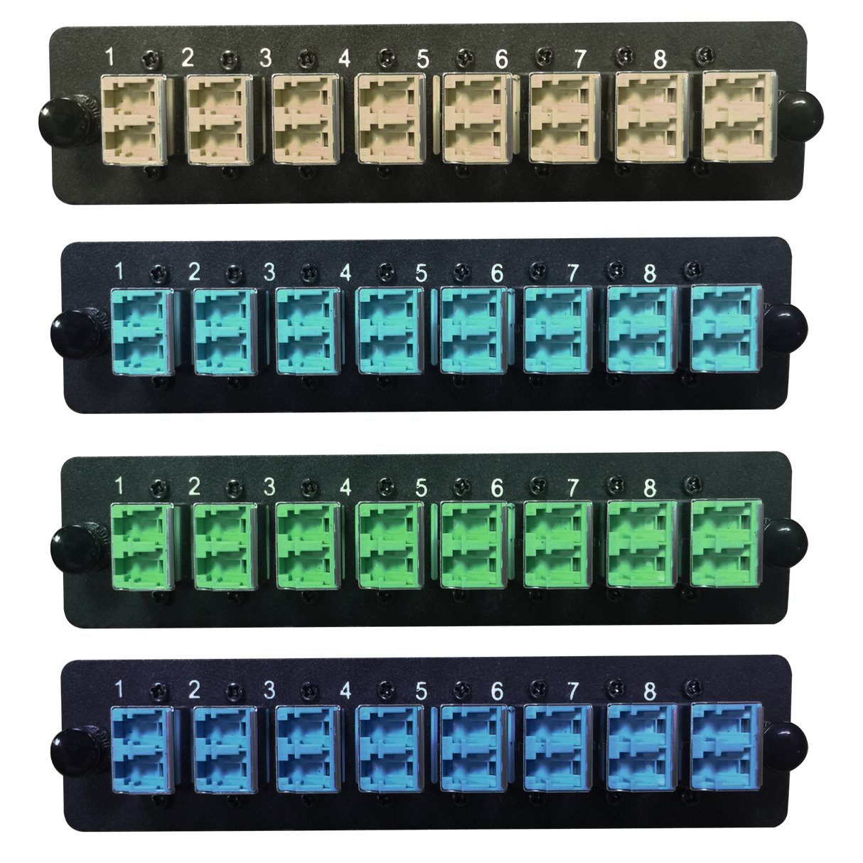 LGX Fiber Adapter Panel; 8 LC Duplex Adapters/Ports with Shutters