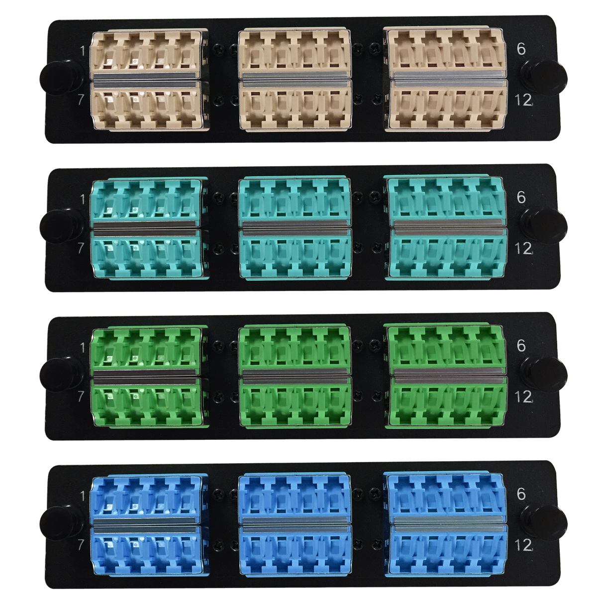 LGX Fiber Adapter Panel; 6 LC Quad Adapters/Ports with Shutters