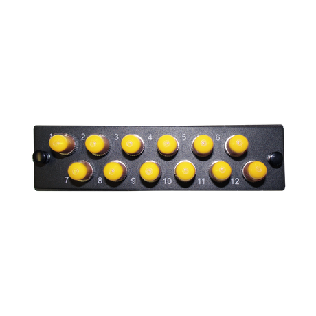Leviton Compatible Fiber Adapter Panel; 12 ST Simplex Adapters/Ports