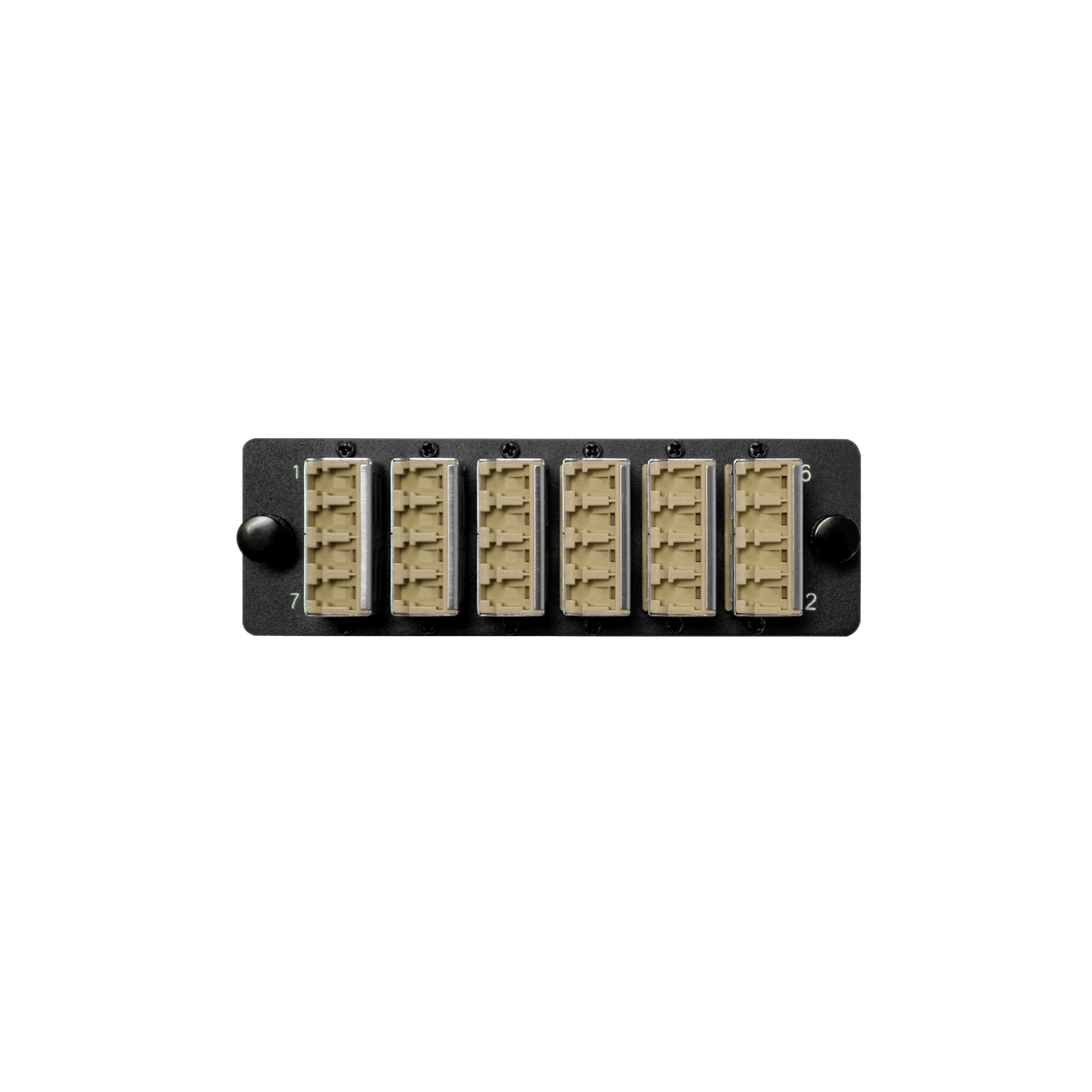 HDA Compatible Fiber Adapter Panel; 6 LC Quad Adapters/Ports with Shutters