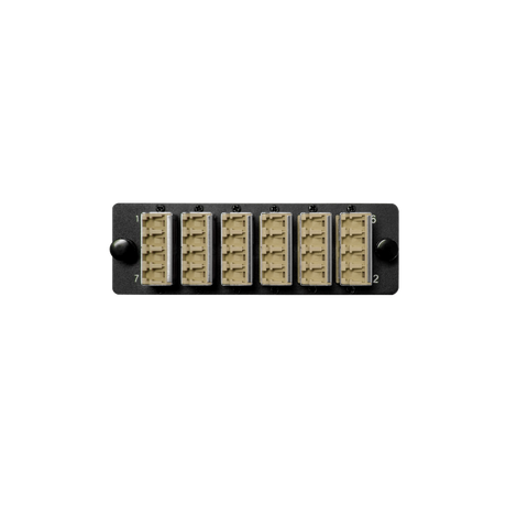 HDA Compatible Fiber Adapter Panel; 6 LC Quad Adapters/Ports with Shutters