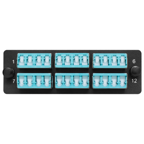 HDA Compatible Fiber Adapter Panel; 6 LC Quad Adapters/Ports with Shutters