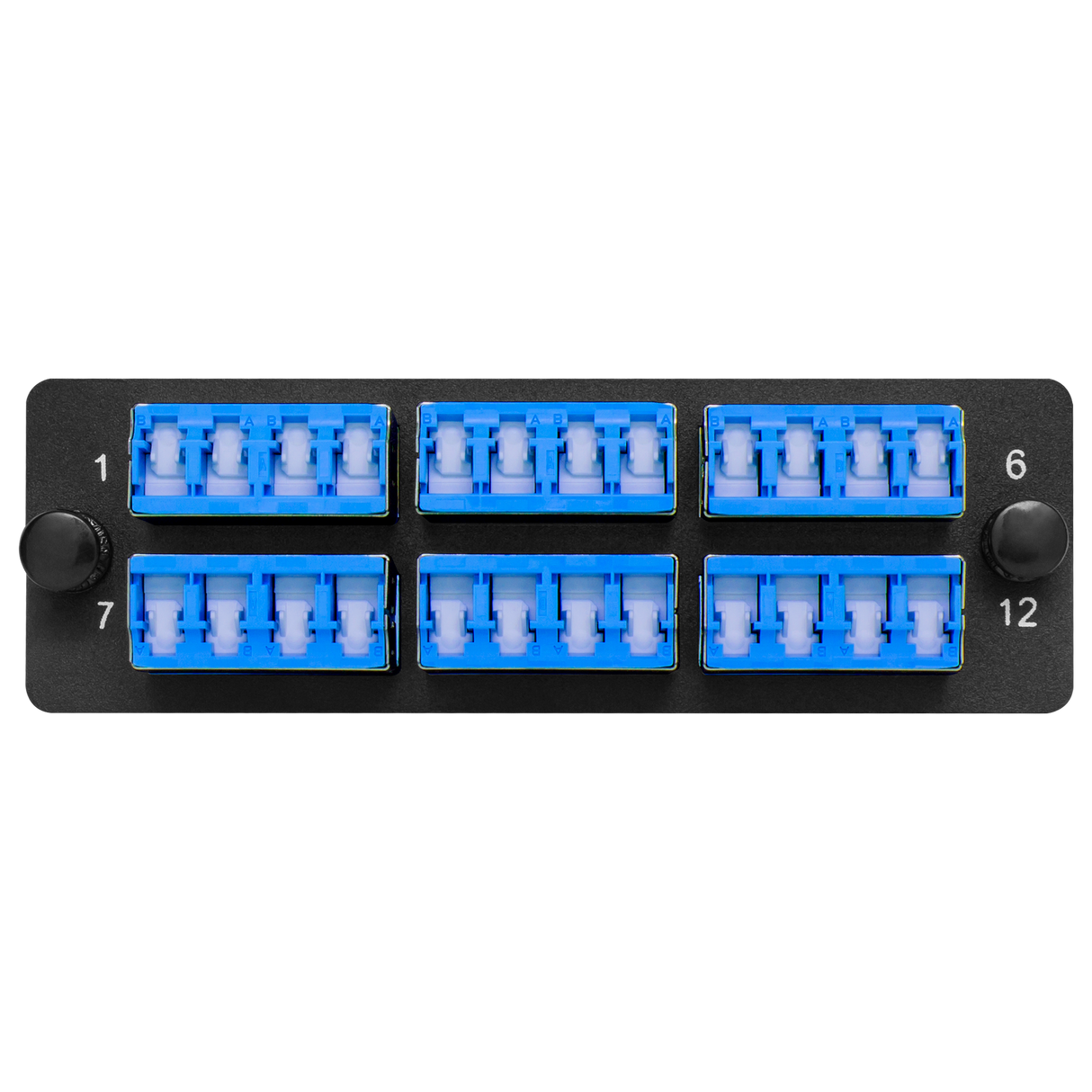 HDA Compatible Fiber Adapter Panel; 6 LC Quad Adapters/Ports with Shutters