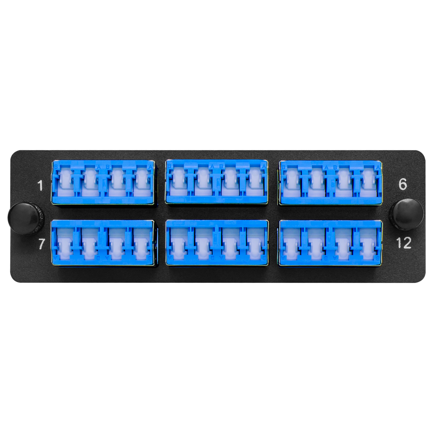 HDA Compatible Fiber Adapter Panel; 6 LC Quad Adapters/Ports with Shutters