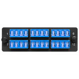 HDA Compatible Fiber Adapter Panel; 6 LC Quad Adapters/Ports with Shutters