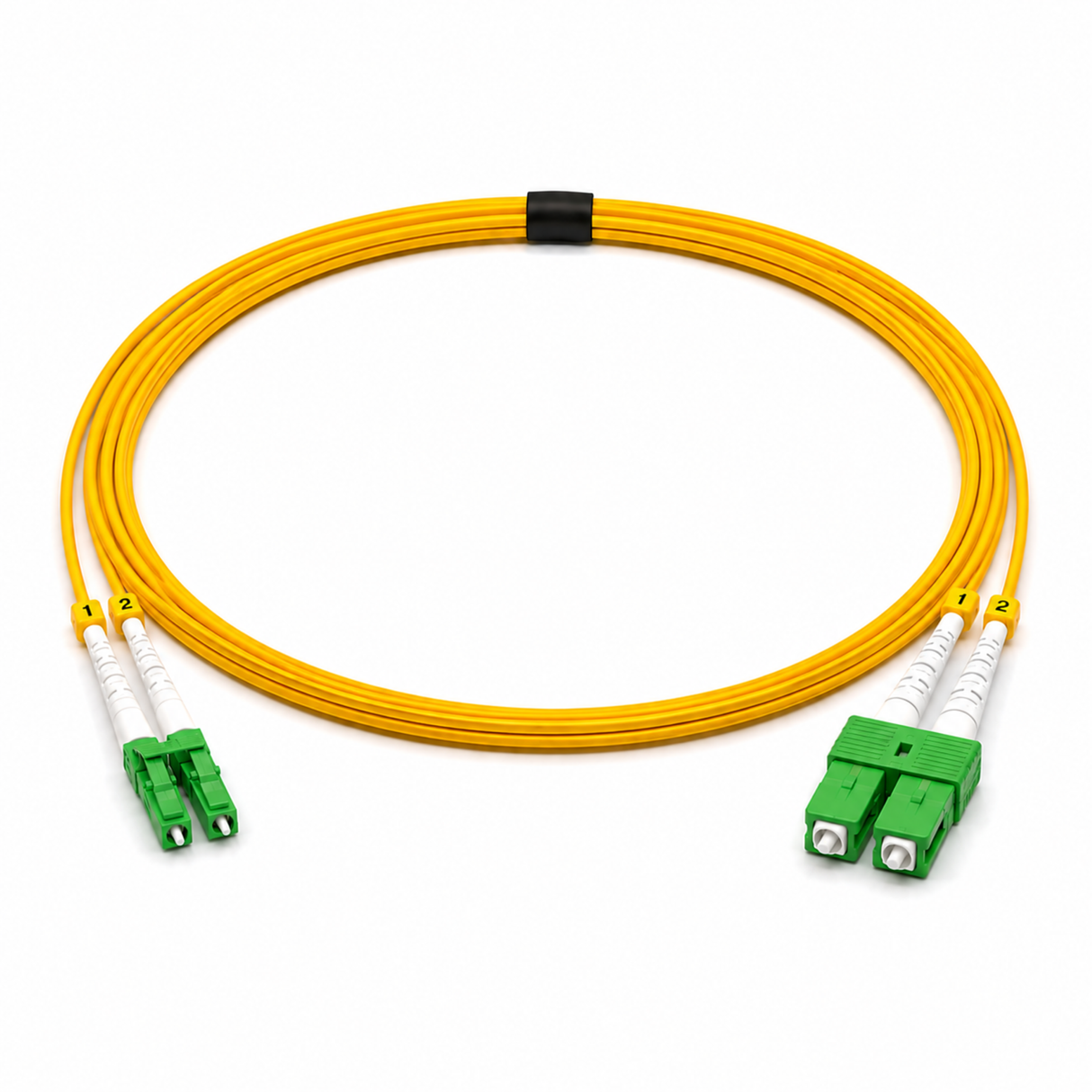 OS2 Duplex Fiber Patch Cables, LC/APC - SC/APC