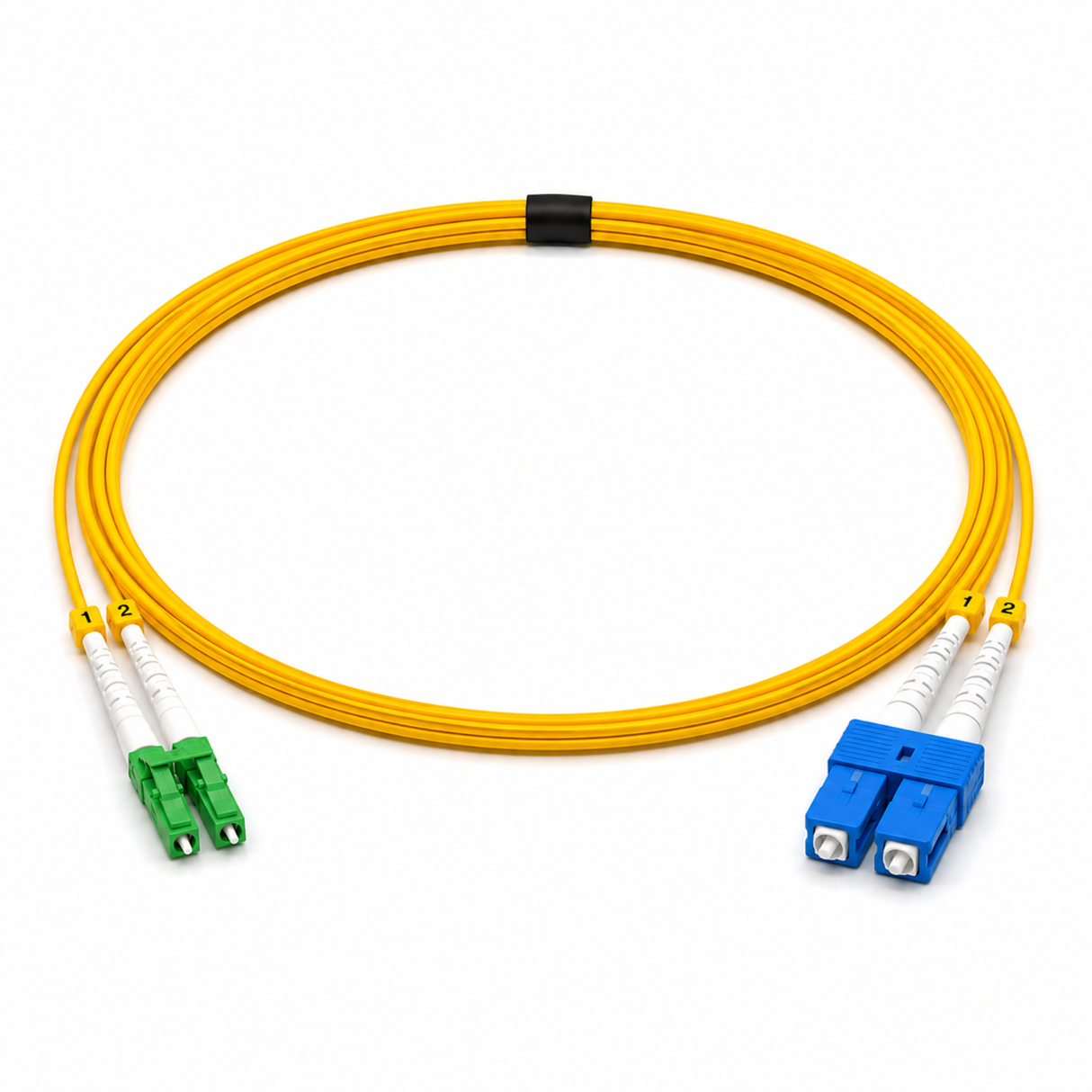 OS2 Duplex Fiber Patch Cables, LC/APC - SC/UPC