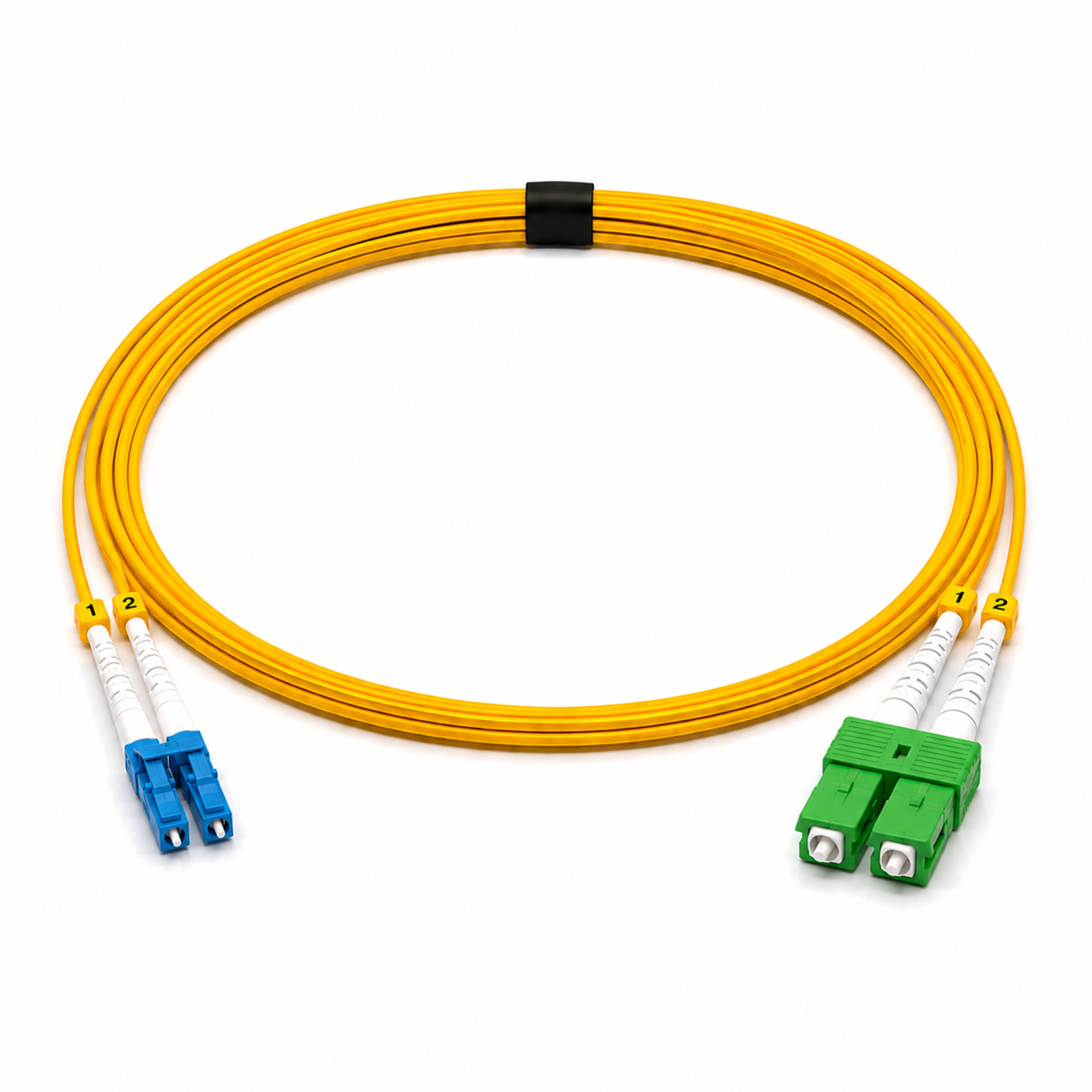 OS2 Duplex Fiber Patch Cables, LC/UPC - SC/APC