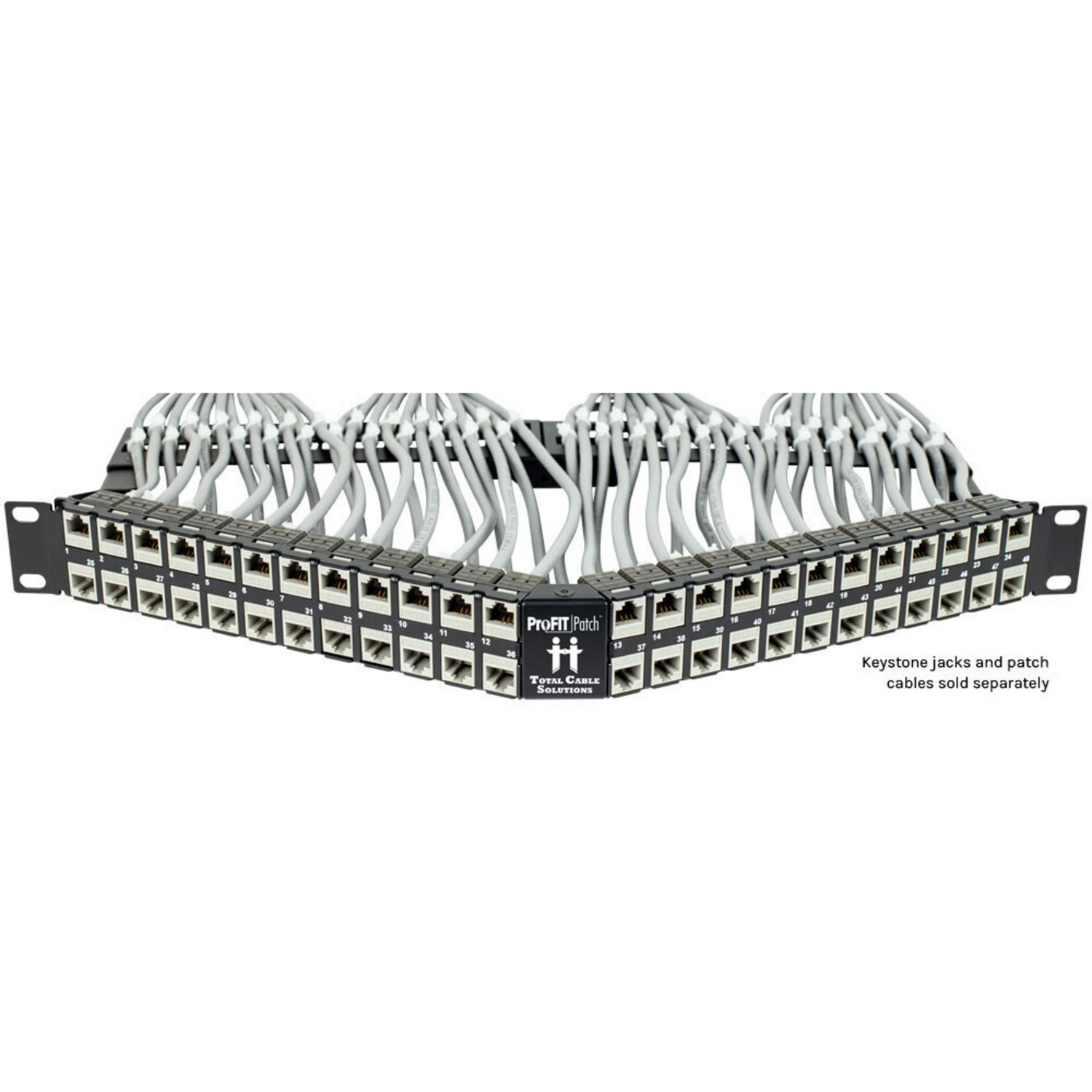ProFIT Patch 1U 48 Port Angled Keystone Jack Panel (Unloaded)