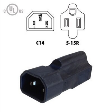 IEC 320 C14 to NEMA 5-15R Plug Adapter